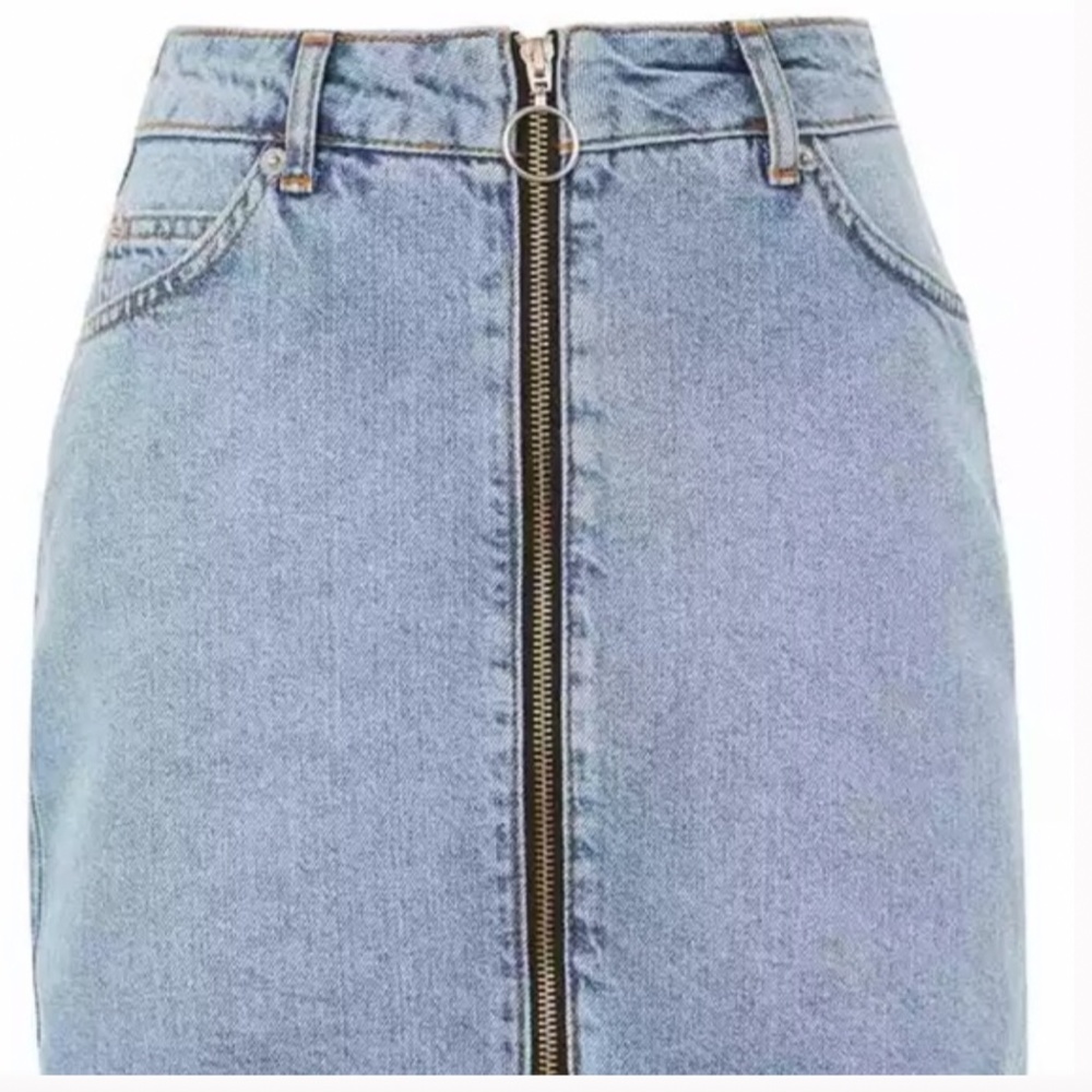 Women's TOPSHOP Moto Denim Mini Skirt Blue Size 6